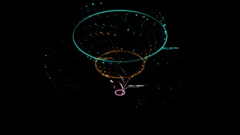 Abstract data funnel simulation showing particle flow in digital space moti.. 動画素材 343155026