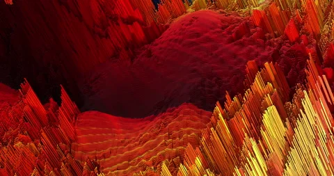 Abstract data landscape showing animated voxel elevations. Vídeos de archivo 321070205