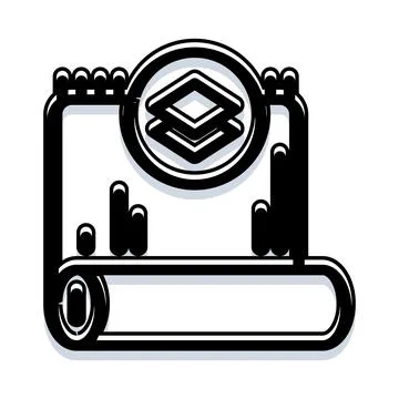 Abstract data layers symbol black minimalist design Stock Illustration