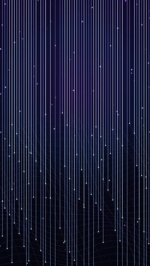 Abstract data lines falling in digital rain pattern over dark purple backgr.. Stock Footage 346973820