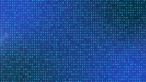Abstract Data Matrix: Blue Characters Forming a Seamless Digital Background. 4K Stock Footage 279627503