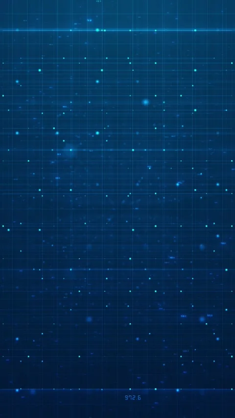 Abstract data matrix particle visual blue vertical streams, glowing dots, small Stock Footage 340526766