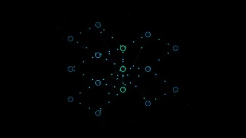 Abstract data network connection nodes in motion graphic showing global dig.. Stock Footage 345984145