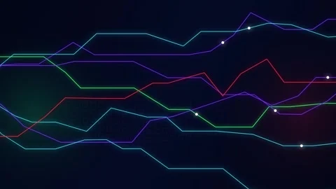 Abstract data network lines moving across dark background in a loop animation Stock Footage 346972984