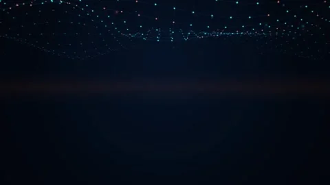 Abstract data network mesh with glowing nodes moving in dark space digital .. Stock Footage 347811154