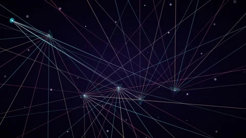 Abstract Data Network Plexus Loop - Blue Red AI Connection Background Stock Footage 341563592