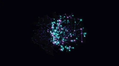 Abstract data network structure animation glowing digital connection points.. Stockbeeldmateriaal 343155086