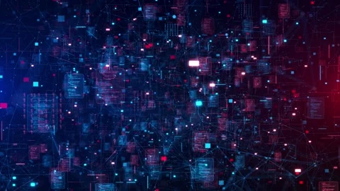 Abstract Data Network Technology Background Blue Red Connection Complex digital Video stock 341903521