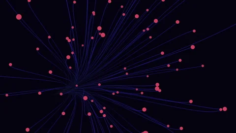 Abstract data network visualization with glowing nodes and flowing connection Stock Footage 334139009