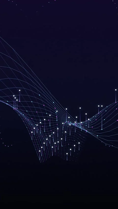 Abstract data network wave with glowing nodes and moving connections on dar.. Video stock 346973658