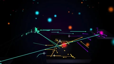 Abstract data nodes connecting in virtual space animation. Stock-Footage 344038505