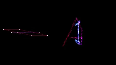Abstract data particles forming ai letters with geometric wireframe motion .. 库存影片 344685162