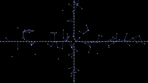 Abstract data plexus connecting dots across coordinates on black screen Stock Footage 327519283