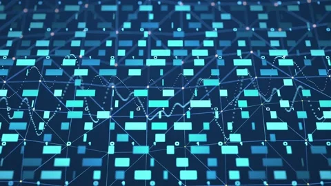 Abstract data processing, blockchain system, big data, binary code, encryptio Vídeo Stock 322616410