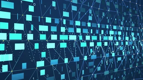 Abstract data processing, blockchain system, big data, binary code, encryptio Video stock 323441814