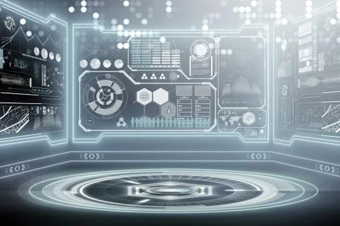 Abstract data room with futuristic design - 3d rendering Stock Illustration