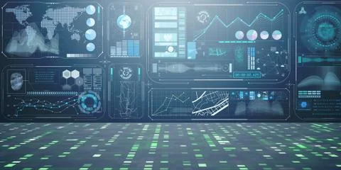 Abstract data room with futuristic design - 3d rendering Stock Illustration