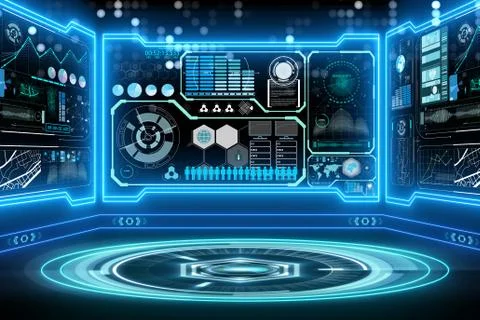 Abstract data room with futuristic design - 3d rendering Stock Illustration
