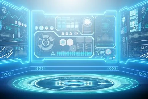 Abstract data room with futuristic design - 3d rendering Stock Illustration