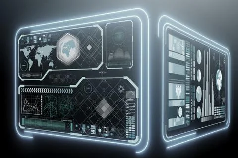 Abstract data room with futuristic design - 3d rendering Stock Illustration