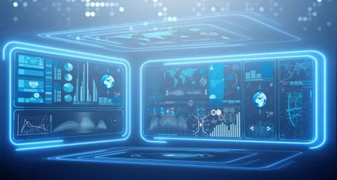 Abstract data room with futuristic design - 3d rendering Stock Illustration