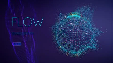 Abstract Data science concept. Explosion sound wave sphere background. Abstract Stock Illustration