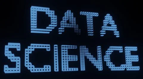 Abstract Data Science text in 3D with plexus wireframe lines isolated on blac Stock Illustration