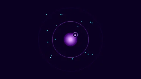 Abstract data security animation with glowing core and orbit Stock Footage 346712816