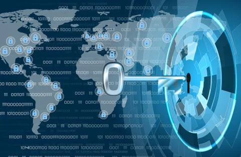 Abstract data security background with key Stock Illustration