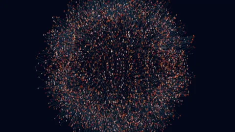 Abstract data sphere with dynamic numeric network connections on dark background Stock Footage 334138481