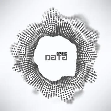 Abstract data sphere turbulence wave. Particles flow science futuristic visua Stock Illustration