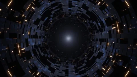 Abstract Data Stream Portal Glowing Orange and Blue Sci-Fi Tunnel Motion Loop Stock Footage 316763998