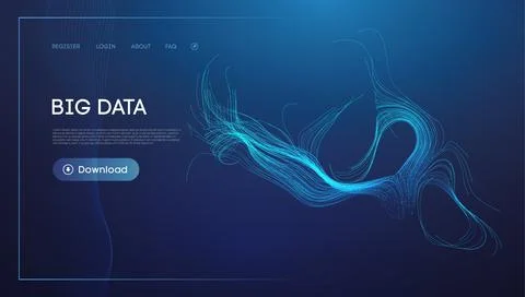 Abstract Data Stream Visualization in Blue with Flowing Lines Illustrazione stock