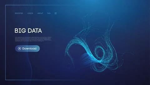 Abstract Data Stream Visualization in Blue with Flowing Lines イラスト素材