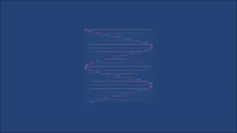 Abstract data streams move horizontally across blue screen in modern digita.. Vídeo Stock 343249093
