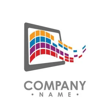 Abstract data tech logo vector design illustrator. Tablet data share vector i Stock Illustration
