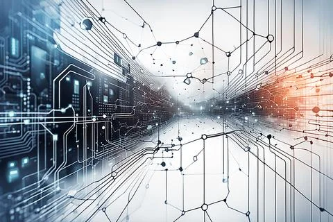 Abstract data technology background with a network grid and particles conne.. Stock Photos