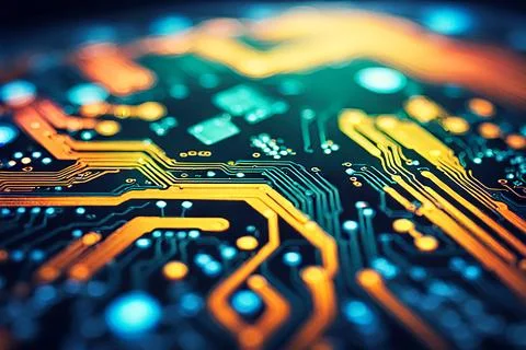 Abstract data technology background with a network grid and particles conne.. Foto stock