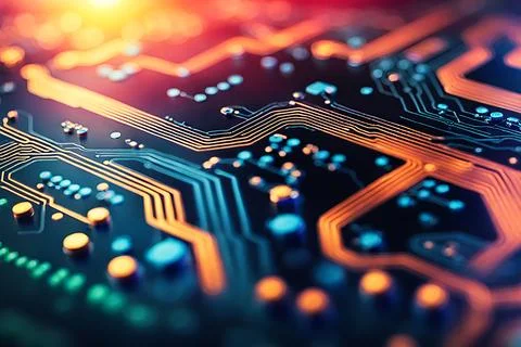 Abstract data technology background with a network grid and particles conne.. Foto stock