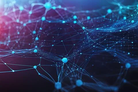Abstract data technology background with a network grid and particles conne.. Stock Photos