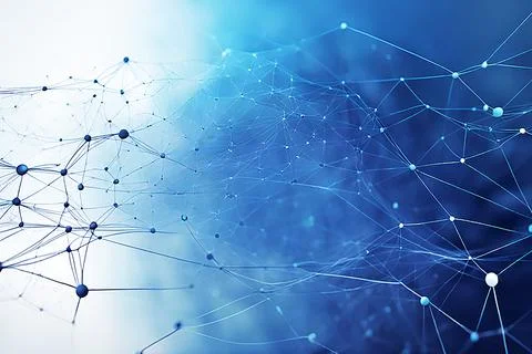 Abstract data technology background with a network grid and particles conne.. Stock Photos