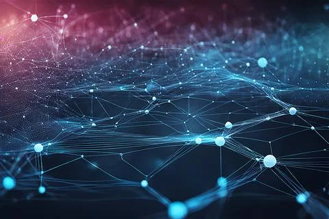 Abstract data technology background with a network grid and particles conne.. Stock Photos