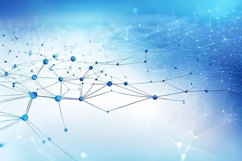 Abstract data technology background with a network grid and particles conne.. Stock Photos