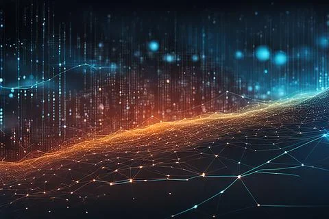 Abstract data technology background with a network grid and particles conne.. Stock Photos