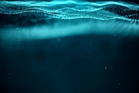 Abstract data technology. Digital landscape with particles, dots. Cyberspace Stock Illustration