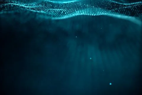 Abstract data technology. Digital landscape with particles, dots. Cyberspace Stock Illustration