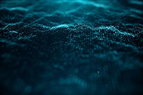 Abstract data technology. Digital landscape with particles, dots. Cyberspace Stock Illustration