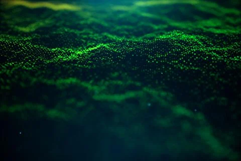 Abstract data technology. Digital landscape with particles, dots. Cyberspace Stock-Illustration