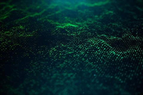 Abstract data technology. Digital landscape with particles, dots. Cyberspace Stock Illustration