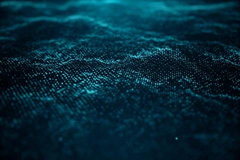 Abstract data technology. Digital landscape with particles, dots. Cyberspace イラスト素材